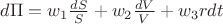 $\[d\Pi  = {w_1}\frac{{dS}}
{S} + {w_2}\frac{{dV}}
{V} + {w_3}rdt\]$
