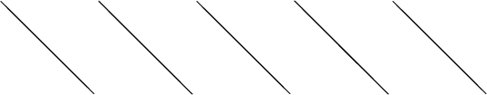 $$\begin{tikzpicture}\draw [black, thin](0.1870,1.8090) -- (0.6839,1.3090) -- (1.3019,0.6910) -- (1.8050,0.1910) -- (2.0000,0.0000) -- (1.8118,0.1910) -- (1.3129,0.6910) -- (0.6949,1.3090) -- (0.1938,1.8090) -- (0.0000,2.0000) -- (0.1870,1.8090);\draw [black, thin](2.1000,2.0000) -- (2.4773,1.6180) -- (3.0925,1.0000) -- (3.7110,0.3820) -- (4.0962,0.0000) -- (4.1000,0.0000) -- (3.7209,0.3820) -- (3.1047,1.0000) -- (2.4872,1.6180) -- (2.1038,2.0000) -- (2.1000,2.0000);\draw [black, thin](4.2000,2.0000) -- (4.3871,1.8090) -- (4.8843,1.3090) -- (5.5023,0.6910) -- (6.0052,0.1910) -- (6.2000,0.0000) -- (6.0120,0.1910) -- (5.5134,0.6910) -- (4.8953,1.3090) -- (4.3940,1.8090) -- (4.2000,2.0000);\draw [black, thin](6.3038,2.0000) -- (6.3000,2.0000) -- (6.6776,1.6180) -- (7.2929,1.0000) -- (7.9113,0.3820) -- (8.2962,0.0000) -- (8.3000,0.0000) -- (7.9212,0.3820) -- (7.3051,1.0000) -- (6.6874,1.6180) -- (6.3038,2.0000);\draw [black, thin](8.5941,1.8090) -- (8.4000,2.0000) -- (8.5872,1.8090) -- (9.0846,1.3090) -- (9.7026,0.6910) -- (10.2053,0.1910) -- (10.4000,0.0000) -- (10.2121,0.1910) -- (9.7137,0.6910) -- (9.0957,1.3090) -- (8.5941,1.8090);\end{tikzpicture}$$