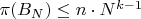 $\pi(B_N) \leq n\cdot N^{k-1}$