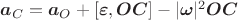 $\boldsymbol a_C=\boldsymbol a_O+[\boldsymbol\varepsilon,\boldsymbol{OC}]-|\boldsymbol\omega|^2\boldsymbol{OC}$