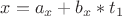 $x=a_x+b_x*t_1$
