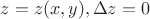 $z=z(x,y), \Delta z=0$