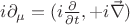 $i\partial_\mu=(i\frac{\partial}{\partial t},+i\vec \nabla)$