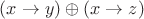 $(x\to y)\oplus(x\to z)$