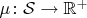 $\mu\colon\mathcal{S}\to\mathbb{R}^+$