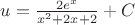 $u = \frac{2e^x}{x^2+2x+2} + C$