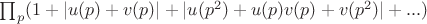 $\prod_p (1+|u(p)+v(p)|+|u(p^2)+u(p)v(p)+v(p^2)|+...)$