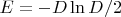 $E = -D \ln D / 2$