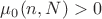 $\mu_0(n, N) > 0$