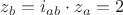 $z_b=i_{ab}\cdot z_a=2$