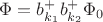 $\Phi = b^+_{k_1}b^+_{k_2}\Phi_0$ $\Phi = b^+_{k_1}b^+_{k_2}\Phi_0$