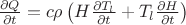 $\frac{\partial Q}{\partial t}=c \rho \left( H \frac{\partial T_l}{\partial t}+T_l \frac{\partial H}{\partial t}\right)$