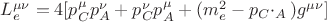 $L^{\mu \nu}_{e}=4[p^\mu_Cp_A^\nu+p^\nu_C p^\mu_A+(m_e^2-p_C\cdotp_A)g^{\mu \nu}]$