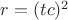 $r=(tc)^2$