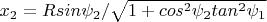 $x_2=Rsin\psi_2/\sqrt{1+cos^2 \psi_2 tan^2 \psi_1}$