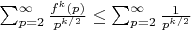 $\sum_{p=2}^{\infty} \frac {f^{k}(p)}{p^{k/2}} \leq \sum_{p=2}^{\infty} \frac{1}{p^{k/2}}$