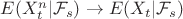 $E(X^n_t|\mathcal{F}_s)\to E(X_t|\mathcal{F}_s)$