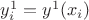 $y^1_i=y^1(x_i)$