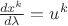 $\frac{dx^k}{d\lambda}=u^k$