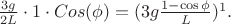 $\frac{3g}{2L}\cdot 1 \cdot Cos(\phi)=(3g\frac{1-\cos{\phi}}{L})^{1}.