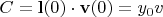 $C=\mathbf l(0)\cdot \mathbf v(0)=y_0 v$