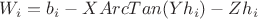 $W_i=b_i-X ArcTan(Y h_i)-Z h_i$