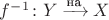 $f^{-1}\colon Y\xrightarrow{\text{на}}X$