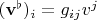 $(\mathbf v^\flat)_i = g_{ij} v^j$