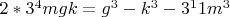 $2*3^4mgk=g^3-k^3-3^11m^3$