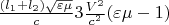 $\frac{(l_1+l_2)\sqrt{\varepsilon \mu}}{c}3\frac{V^2}{c^2}(\varepsilon \mu-1) $