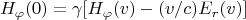 $$ H_{\varphi}(0)=\gamma[H_{\varphi}(v) - (v/c)E_r(v)] $$