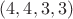 $(4,4,3,3)$