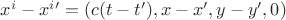 $x^i-x^{i}'=(c(t-t'), x-x', y-y', 0)$