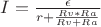 $I= \frac {\epsilon} {r+ \frac {Rv*Ra} {Rv+Ra}}$ $I= \frac {\epsilon} {r+ \frac {Rv*Ra} {Rv+Ra}}$