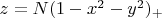 $z=N(1-x^2-y^2)_+$