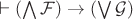 $\vdash (\bigwedge \mathcal F)\to(\bigvee \mathcal G)$