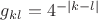 $g_{kl}=4^{-|k-l|}$