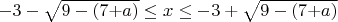 $-3-\sqrt{9-(7{+}a)}\le x \le -3+\sqrt{9-(7{+}a)}$