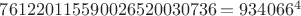 $761220115590026520030736=934066^4$