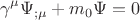 $$\gamma^{\mu}\Psi_{;\mu}+m_0\Psi=0$$