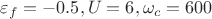 $\varepsilon_f = -0.5, U=6, \omega_c = 600$