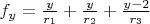 $f_y=\frac{y}{r_1}+\frac{y}{r_2}+\frac{y-2}{r_3}$