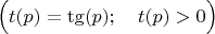 $$\Big( t(p) = \tg(p); \quad t(p) > 0 \Big)$$