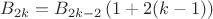 $B_{2k}=B_{2k-2}\left(1+2(k-1)  \right)$