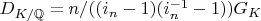 $D_{K/\mathbb{Q}}=n/((i_n-1)(i_n^{-1}-1)) G_K$