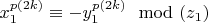 $x_1^{p(2k)} \equiv -y_1^{p(2k)} \mod (z_1)$