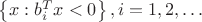 $\left\lbrace x: b_i^T x<0\right\rbrace,  i=1,2, \dots$