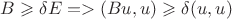 $B \geqslant \delta E => (Bu,u) \geqslant \delta(u,u) $