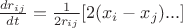 $\frac{dr_{ij}}{dt}=\frac{1}{2r_{ij}}[2(x_i-x_j)...]$