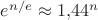 $e^{n/e}\approx 1{,}44^n$